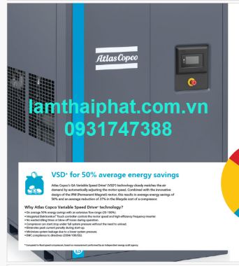 Máy nén khí Atlas Copco GA37VSD+, GA45VSD+,GA55VSD+, GA75VSD+, GA90VSD+, GA110VSD+
