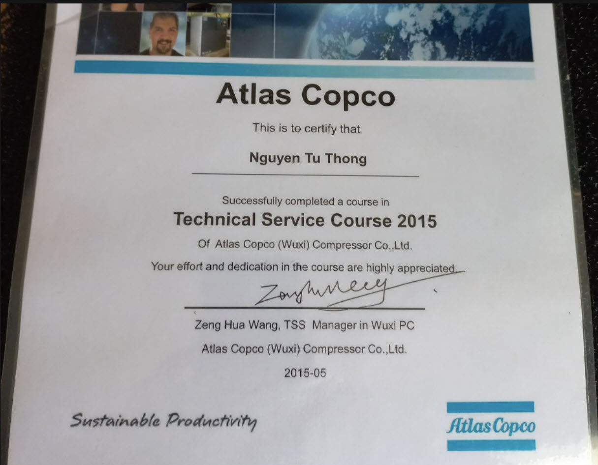 Chứng nhận đào tạo sửa máy nén khí