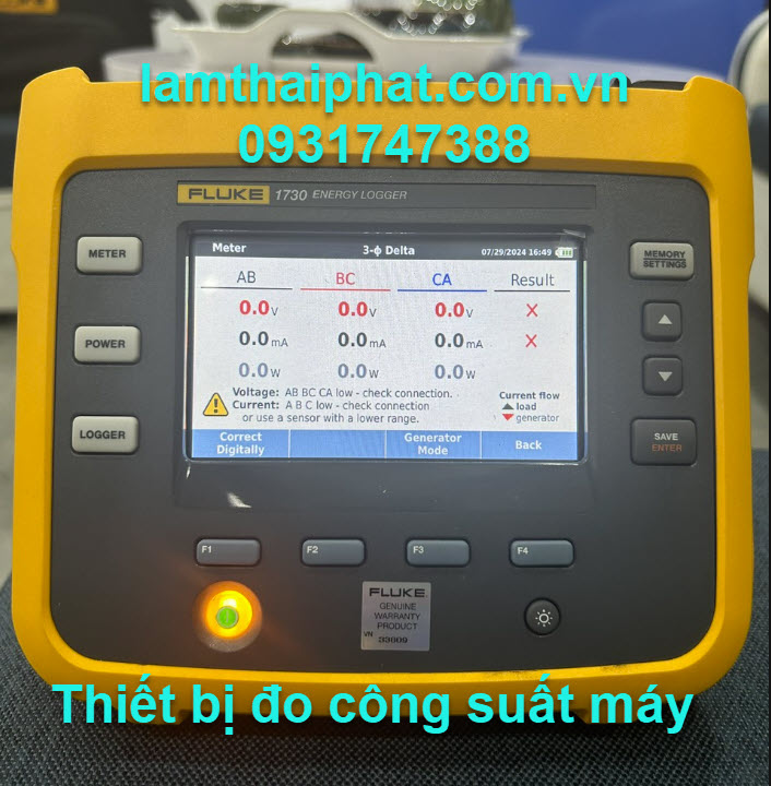 Đo công suất tiệu thụ của máy nén khí
